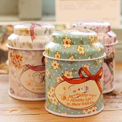 1Pcs Flower Design Metal Sugar Coffee Tea Tin Jar Container Random Color Candy Sealed Cans Box