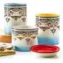 Euro Ceramica Zanzibar Kollektion Farbene Keramik Küchenbehälter, 3-teiliges Set, Spanische Blumenmuster, Unterschiedliche Größen, Mehrfarbig