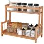 Ufine 2 Tier Bamboo Spice Rack Organizer Kitchen Countertop Storage Shelf Free Standing Holder Under Cabinet Bathroom for Various Bottles, Jars, Space Saving