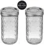 Ball Quilted Kristall Glasbehälter Regular Mouth 12 oz Set mit Nicht-Rutsch-Deckelöffner – Set von 2 Behältern - Konservierungsgläser mit Deckeln und Bändern