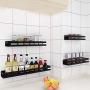 Spice Rack Wall Mount Single With Protection Railing Stainless Steel Shelf Organizer Tray Holder Herb Jar Container For Kitchen Bathrooms Cupboard Pantry Cabinet Storage (Size : 40cm)
