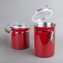 Creative Home 50283 4-Pieces Stainless Steel Canister Container Set with Air Tight Lid and Locking Clamp, Red, 26 oz, 36 oz, 47 oz, and 62 oz
