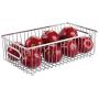 mDesign Metal Farmhouse Kitchen Pantry Food Storage Organizer Basket Bin - Wire Grid Design for Cabinet, Cupboard, Shelf, Countertop - Holds Potatoes, Onions, Fruit - Large, 4 Pack - Chrome