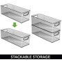 mDesign Plastic Kitchen Pantry Cabinet, Refrigerator or Freezer Food Storage Bins with Handles - Organizer for Fruit, Yogurt, Snacks, Pasta - Food Safe, BPA Free, 6" Wide, 4 Pack - Smoke Gray