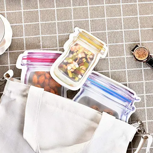 Reusable Mason Jar Pattern Food Storage Bags Kitchen Food Organizer Snacks Fresh Bags Well Sealed S M L (Size : 3pcs Middle Bags) Reusable Mason Jar Pattern Food Storage Bags Kitchen Food Organizer Snacks Fresh Bags Well Sealed S M L (Size : 3pcs Middle Bags)