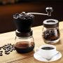 Manual Coffee Grinder with Ceramic Burrs,Portable Hand Adjustable Coffee Mill with Two Glass Jars,Silicone Dust-Proof Cover for Beans, Stainless Steel Crank, Cleaning Brush,Glass Storage Jars&Spoon