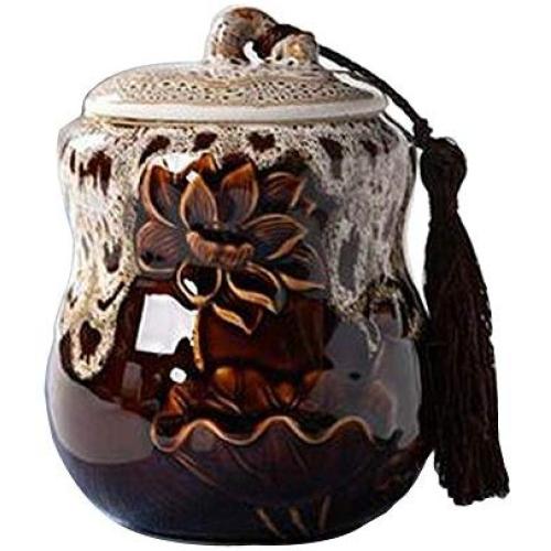 Black Temptation [Lotus&Dot] Ceramic Tea Canister Coffee Tins Spice Jar Exquisite Tea Caddy