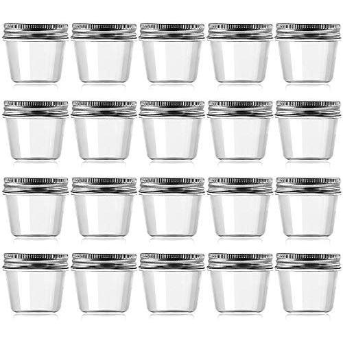 Slime Jars With Lids - 4 Ounce Clear Plastic Jars Containers With Screw On Lids - Refillable Round Empty Plastic Slime Storage Containers for Kitchen & Household Storage - BPA Free (20 Pack)