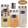 Glass Kitchen Storage Canister Jars Set with Stainless Steel Lids For The Kitchen-27/44/57/71 OZ.(4-pack Assorted)