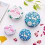 Healthcom 4 Pack Cookie Tins Flamingo Tin Storage Boxes Bins Round Candy Empty Jars Food Tins Storage Containers with Lids Jewelry Necklace Boxes,4.3”