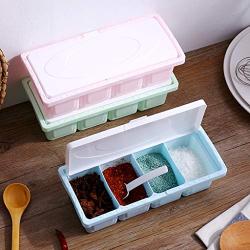 Vitality-Store 4 Grid Jar Condiment Storage Seasoning Container Kitchen Food Box Case Holder