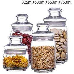 Glass Storage jar with lid, Transparent Storage containers Round Versatile Mason jar-H