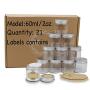 21 Pack 2 Oz Round Clear Plastic Storage Jar Wide-Mouth with Aluminium Lids