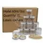 Bocal Rond Transparent en Plastique 21 Pièces, 2 Oz (62 ml) avec Couvercles en Aluminium
