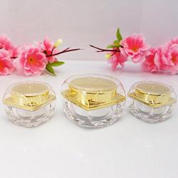 3 Pcs 5g/10g Empty Upscale Refillable Cosmetic Cream Container Bottle Holder Storage Jar Pot with Inner Pad for Eye Shadow Cream Nail Art(Gold) (5ml)