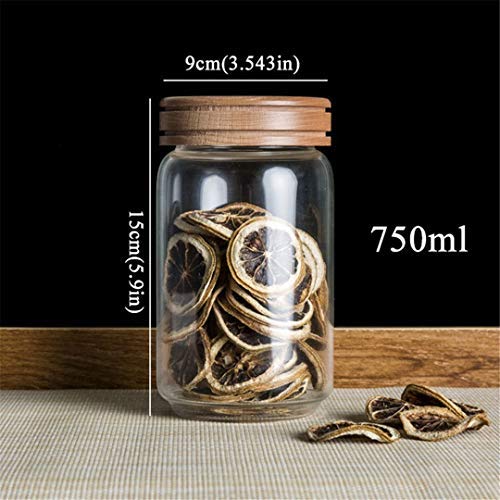 Glass Storage Jars Bottles Sets Sealed Cans With Wood Lid For Spices Tea Coffee Candy Bulk Airtight Container 750mlB163