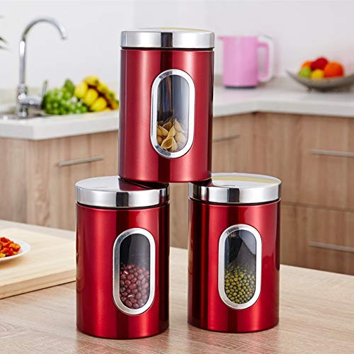 Set of 3 Storage Canister With Lid Stainless Steel Kitchen Container Storage Jar for Sugar,Biscuits,Tea,Coffee Set of 3 Storage Canister With Lid Stainless Steel Kitchen Container Storage Jar for Sugar,Biscuits,Tea,Coffee