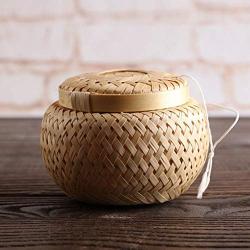 Lorchwise 2 PCS Hand Made Bamboo-Woven Storage Baskets - Mini Storage Jar M