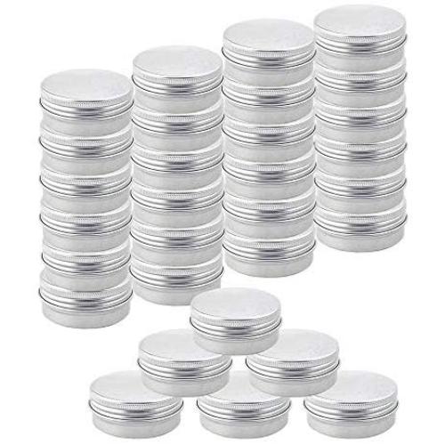 Ymkf Sqqr 30 Pack aluminum round lip balm tin container bottle with screw thread lid - great for store spices, candies, tea or gift giving, （1oz）