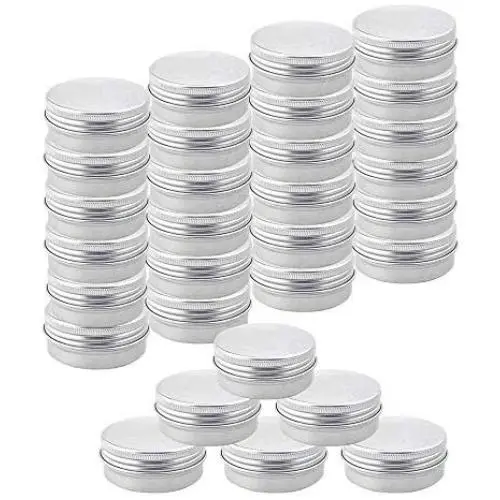 Ymkf Sqqr 30 Pack aluminum round lip balm tin container bottle with screw thread lid - great for store spices, candies, tea or gift giving, (1oz) Ymkf Sqqr 30 Pack aluminum round lip balm tin container bottle with screw thread lid - great for store spices, candies, tea or gift giving, (1oz)