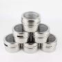 Magnetic Spice Tins | Set of 12 With 100 Labels Included | Round Stainless Steel Spice Storage Containers For Refrigerator | Pour & Sift
