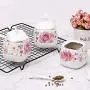 Kitchen seasoning box/Ceramic Pattern Condiment Storage Container with Pallet 3 jar 3 Spoon 1 Pallet with lid