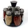 Ensemble de 6 Pots à Condiments en Verre Jeerbly, Petites Boîtes de Rangement pour Épices avec Couvercles Hermétiques et Râtelier Tournant Accessoires de Cuisine pour Camping Extérieur Barbecue