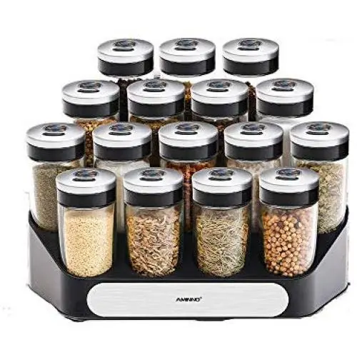Spice Rack, Kitchen Food Grade Glass Seasoning Box Storage Large Capacity Kitchen Supplies Seasoning Jar Set Kitchen Storage Rack (Color : Silver, Size : One size) Spice Rack, Kitchen Food Grade Glass Seasoning Box Storage Large Capacity Kitchen Supplies Seasoning Jar Set Kitchen Storage Rack (Color : Silver, Size : One size)