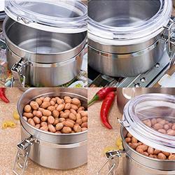 Eforlike 1 Pcs Stainless Steel Airtight Canister Set, Food Storage Container for Kitchen Counter, Sugar, Coffee, Canister with Clear Acrylic Lid Locking Clamp