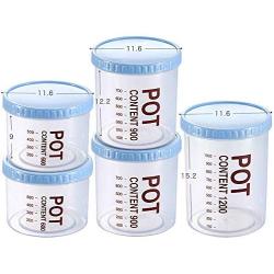 Plastic Storage Jars Airtight With Non-Slip Top Cover,Stackable Food Storage Containers With Scale,Cereal Storage Containers Set,Multifunction,Good Sealing,Blue-700MLx2+900MLx2+1200ML
