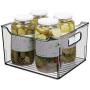 mDesign Plastic Kitchen Pantry Cabinet, Refrigerator or Freezer Food Storage Bin with Handles - Organizer for Fruit, Yogurt, Snacks, Pasta - BPA Free, 10" Long, 4 Pack - Smoke Gray