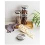 Sizikato Clear Borosilicate Glass Food Storage Jar with Stainless Steel Sealed Lid.