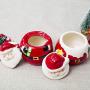 Yagaga Sugar Salt Pepper Storage Jar, Christmas Ceramic Sseasoning Jar Christmas Kitchen Decoration Ceramic Seasoning Box Creative Santa Ceramic Jar (Gift)