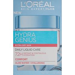 Hyaluronic Acid Moisturizer for Face, LOreal Paris Skincare Hydra Genius Daily Liquid Care Oil-Free Face Moisturizer for Extra Dry Skin with Aloe Water and Hyaluronic, 3.04 fl. oz.