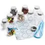Bouteilles en verre rondes 3 oz Hayley Cherie avec rubans bleus et autocollants (Set de 10) – Couvercles argentés étanches – Parfaites pour bonbons, épices, baby showers, cadeaux de fête, Noël et anniversaires (Bleu)