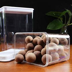 Tree House Sealed Food Box with lid, Square Plastic Storage Jars Versatile Durable Food canisters Clear Leakproof Preserving Jars Herbs Pot Pack of 3-C 1800mlx3