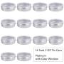 BENECREAT 14 Pack 2 OZ Tin Cans Screw Top Round Aluminum Cans Screw Lid Containers with Clear Window - Great for Store Spices, Candies, Tea or Gift Giving (Platinum)