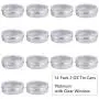 BENECREAT 14 Pack 2 OZ Tin Cans Screw Top Round Aluminum Cans Screw Lid Containers with Clear Window - Great for Store Spices, Candies, Tea or Gift Giving (Platinum) BENECREAT 14 Pack 2 OZ Tin Cans Screw Top Round Aluminum Cans Screw Lid Containers with Clear Window - Great for Store Spices, Candies, Tea or Gift Giving (Platinum)