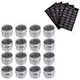 Magnetic Spice Jar Set With Stickers Stainless Steel Spice Tins Spice Storage Container Pepper Seasoning Sprays Tools (16)