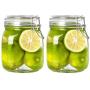 Kingrol 4 Pack 34 Ounces Glass Jars, Wide Mouth Storage Canister Jars with Bail and Trigger Clamp Lids