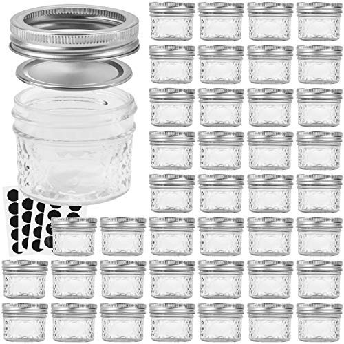 VERONES Mason Jars Canning Jars, 4 OZ Jelly Jars With Regular Lids, Ideal for Jam, Honey, Wedding Favors, Shower Favors, Baby Foods, DIY Magnetic Spice Jars, 40 PACK