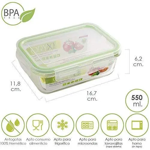 ORYX Storage Container, 550 ml, Green, 12 x 17 x 7 cm ORYX Storage Container, 550 ml, Green, 12 x 17 x 7 cm