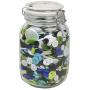 Home Basics GC45326 Proo 50 oz Canister with Marble Printed Ceramic Top (Gold) Airtight, Leak Proof, Wide Mouth French Glass Preserving Storage Mason Jar with Roun, Medium, Clear
