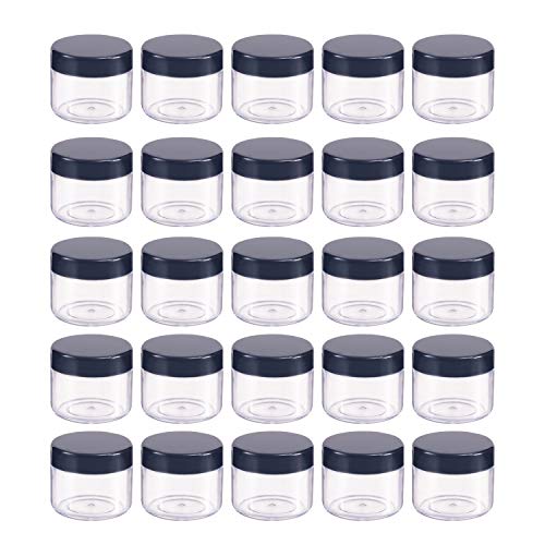 Aenoyo 50PCS Plastic Cosmetic Sample Empty Container, Tiny Makeup Sample Container, Cosmetic Jars, Makeup Plastic Jars for Travel, Sample, Small Crafts Storage (20g, Black)