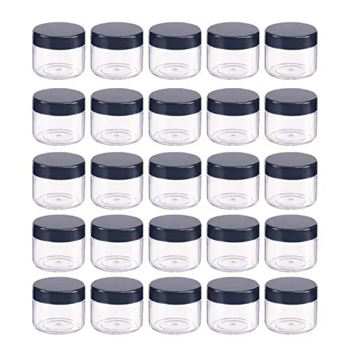 Aenoyo 50PCS Plastic Cosmetic Sample Empty Container, Tiny Makeup Sample Container, Cosmetic Jars, Makeup Plastic Jars for Travel, Sample, Small Crafts Storage (20g, Black)