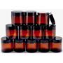 Vivaplex, 12, Amber, 4 oz, Round Glass Jars, with Inner Liners and black Lids
