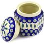 Polish Pottery 6-inch Jar with Lid (Peacock Leaves Theme) + Certificate of Authenticity