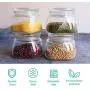 Half Gallon Glass Storage Jar (1.2 Quart) - Wide Mouth,Glass Lid, USDA Approved BPA-Free Dishwasher Safe Canning Jar for Fermenting, Sun Tea, Kombucha, Dry Food Storage, Clear(Pack of 4)