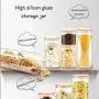 WÄNDELGLAS-Aufbewahrungskit – Klare Glasbehälter mit Bambusdeckeln, für Süßigkeiten, Kekse, Reis, Zucker, Mehl, Nudeln, Nussboxen – Airtight Set