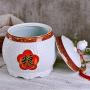 Food Jars & Crocks Rice Storage Bucket Household Ceramic Rice Cylinder Moistureproof and Insect Sealed Storage Tank Flour Tank Kitchen Rice Bucket Gift (Color : White, Size : 34x37cm)